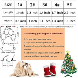 URBEST 2 Pairs Santa Red Detachable Closure Christmas Puppy Cute Dog Winter Shoes Boots (2#, Red)