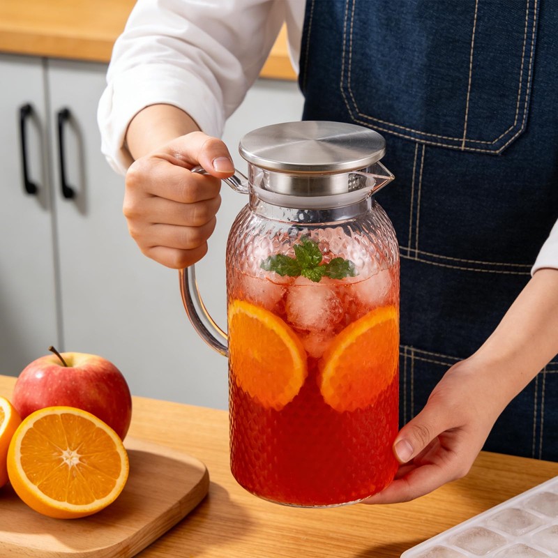 2 Pack 61 Oz BPA-Free Clear Plastic Pitchers with Lids
