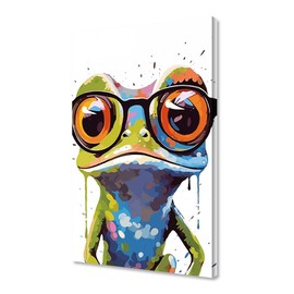 COTAIL Canvas Wall Art Home Decorations for Living Room, 18x12inch Wall Paintings Cute Glasses Frog Pictures for Wall Decor Painting Framed and Stretched Ready to Hang for Office Bedroom Decoration