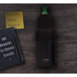 Frostify Beer Bottle Cooler 3-in-1 Insulated Double Vacuum Stainless Steel Can Cooler