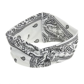 DINPREY Assorted Paisley Print Wide Bandana Knot Headbands Criss Cross Head Wrap Hair Band (4 Colors Pack A)