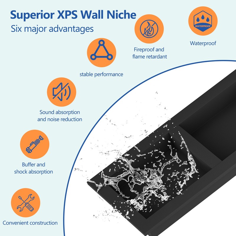 Neohomee 2-Tier XPS Shower Niche,Interior 12"X28" Bathroom Wall Niche Waterproof