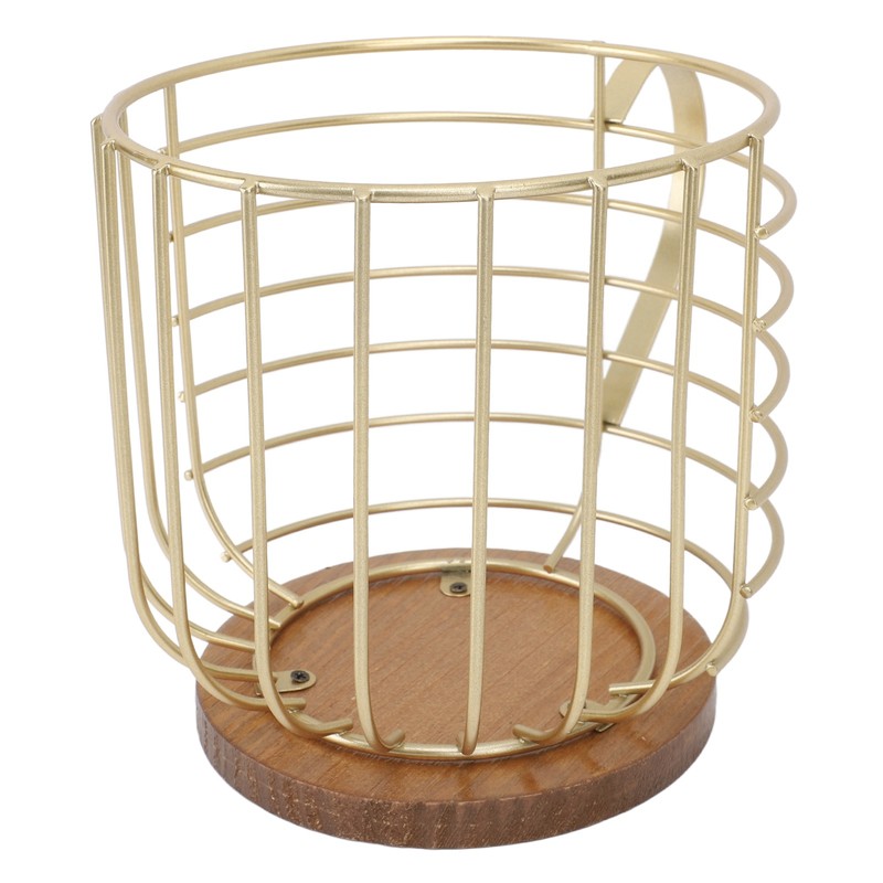 Coffee Pod Holder Iron Large Capacity Space Saving Wooden Base