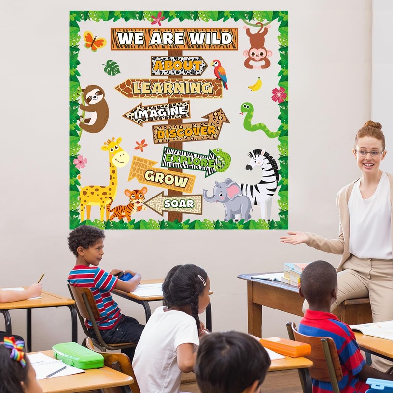 We are Wild About Learning Bulletin Board Set Jungle Animals