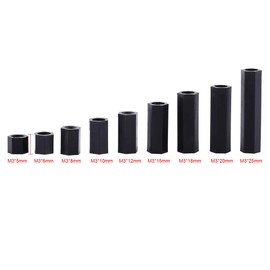 Pack of 100 M3 Internal Thread Nylon Hex Spacer Standoff Column Black (M3 x 10)