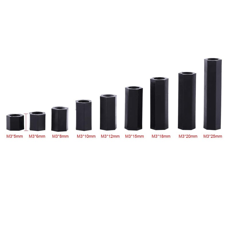 Pack of 100 M3 Internal Thread Nylon Hex Spacer Standoff