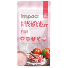 Impact Himalayan Pink Sea Salt Fine 1lb Pouch - No Additives, Rich in Trace Minerals, Non-GMO, Gluten-Free. Ideal for Keto, Fasting & Everyday Cooking. Pure Himalayan Source- Ancient Mineral Sea Salt