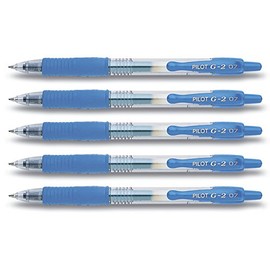 Pilot G2&nbsp;Retractable Gel Pens, light blue, 5 Stifte