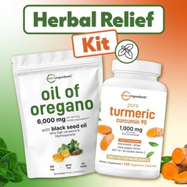 Herbal Relief Kit: Oil of Oregano 150 softgels & Turmeric 120 Capsules