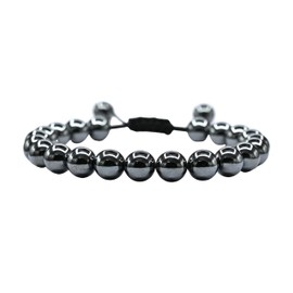 Hematite Bracelet for Women Men's Gifts - Protection Healing Crystal Bracelet - 8mm Gemstone Beaded Adjustable Bracelet Pulseras Para Hombres Mujer Stocking Stuffers