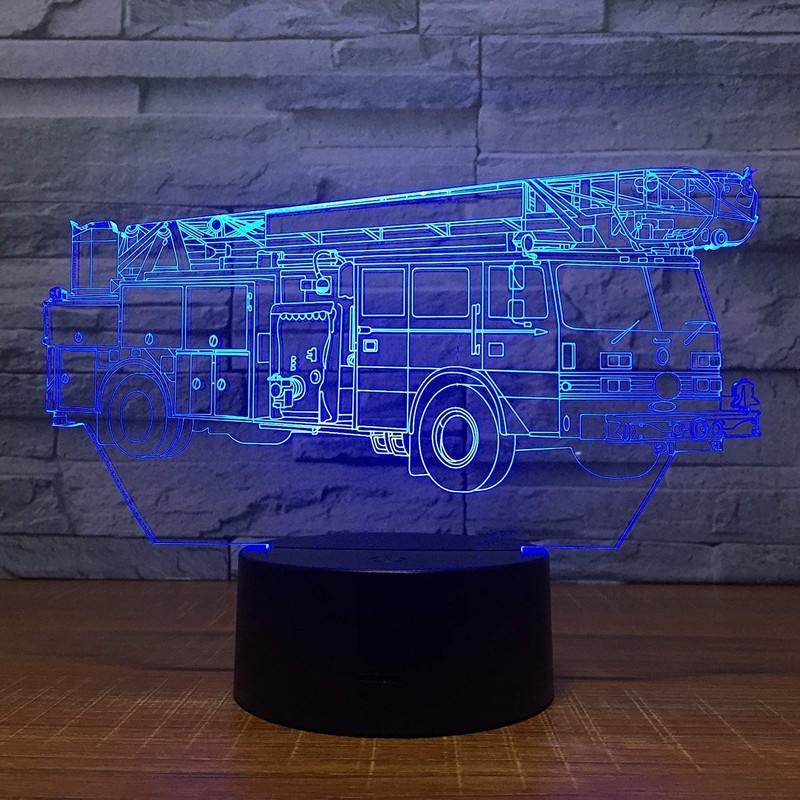 Creative 3D Fire Truck Night Light 16 Colors Changing USB