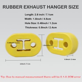 I33T Rubber Exhaust Hangers,Universal Exhaust Hanger with 2 Holes Adjustable Muffler Hangers Automotive Replacement Exhaust Hangers (Yellow, 4Pack)