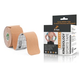 JB Tape Kinesiology Tape – 80 Precut 10-Inch Strips – Beige – Elastic, Latex-Free, Water Resistant – Athletic Muscle & Joint Support – 4 Rolls