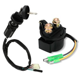 EOPOAYI Starter Solenoid Relay & Ignition Switch with Key Replacement for Recon 250 TRX250 Fourtrax ATV 97-01 TRX250EX Sportrax 01-08 TRX400EX 99-04 Quad 4 Wheeler Parts Repalce 35850-HB3-771