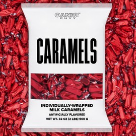 Candy Envy - Individually Wrapped Caramels - Red Wrapper - 2 Pound Bulk Red Candy