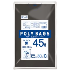 Oldy P-49 Trash Bags, Black, 11.7 gal (45 L), Extra Thick, 10 Pieces, Height 31.5 x Width 25.6 inches (80 x 65 cm), For Disaster Prevention, Emergency Storage, Polybag Business