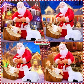 KOOY 5FT Christmas Inflatable Nativity Jesus Stable Christmas Angel Scene Decorations Santa Claus Blow Up Yard Decor Bright LED Lights for Garden Lawn Outdoor Indoor Holiday Xmas Gifts