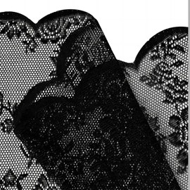 MagiDeal Black Lace Flower Net Curtains Voile Curtain Fashion Drape Panels Window Tulle Curtain for Living Room Study Decoration 100cmx200cm