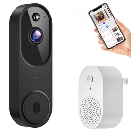 Genérico Timbre con Cámara HD 1080P Timbre Inteligente Inalámbrico para Puerta 2.4G WiFi, Al Detección de Movimiento Humano y Alertas Instantáneas, Vision Nocturna, Audio Bidireccional