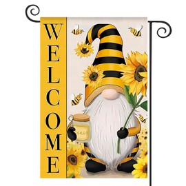 DMERBYL Welcome Garden Flag Vertical Double Sided Sunflower Welcome Floral Bee Burlap Flag All Season Outdoor Decoration For Yard Home 12 x 18 Inch (ONLY FLAG)