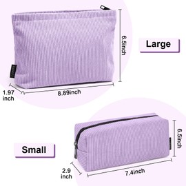 MAGEFY 2 pcs Bolsa de Cosméticos de Pana Estética Bolsa de Maquillaje Cosmetiquera para Maquillaje Neceser Mujer Portátil Cosméticos para Viajar Bolsas de Mujer (Púrpura）