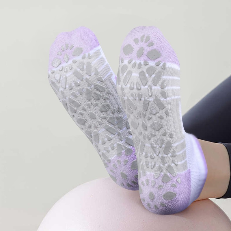 YUEDGE Pilates Socks for Women Size 6-9, Breathable White Cotton