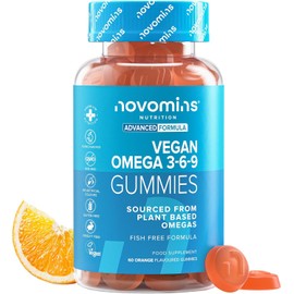 Omega 3 6 9 Gummies - Vegan Omega 3 - Alternative to Omega 3 Fish Oil & Omega 3 Capsules High Strength - 1 Month Supply - Supports Heart, Brain & Eye Health - 60 Gummies - Novomins