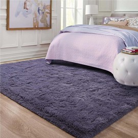 Ompaa Fluffy Area Rugs, Super Soft Shaggy Rug Fuzzy Long Fur Carpets for Bedroom Living Room Decor, 3 x 5 Feet Gray Purple