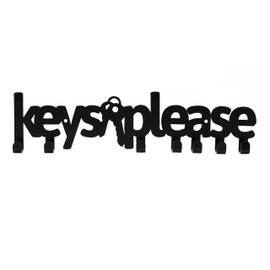 INFIGN Keys Black Metal Wall Mounted Key Holder Keychain Holder Keychain Hanger Metal Key Holder 9 X 2.25 X 0.75 in (Keys Please)