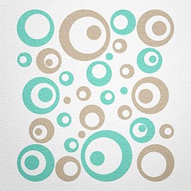 WANDfee® Wall Tattoo, Circles, Dots, 50 Stickers, Colour Choice For Children's Bedroom, Living Room, Hallway, Bathroom, Kitchen, Tile Stickers, beige