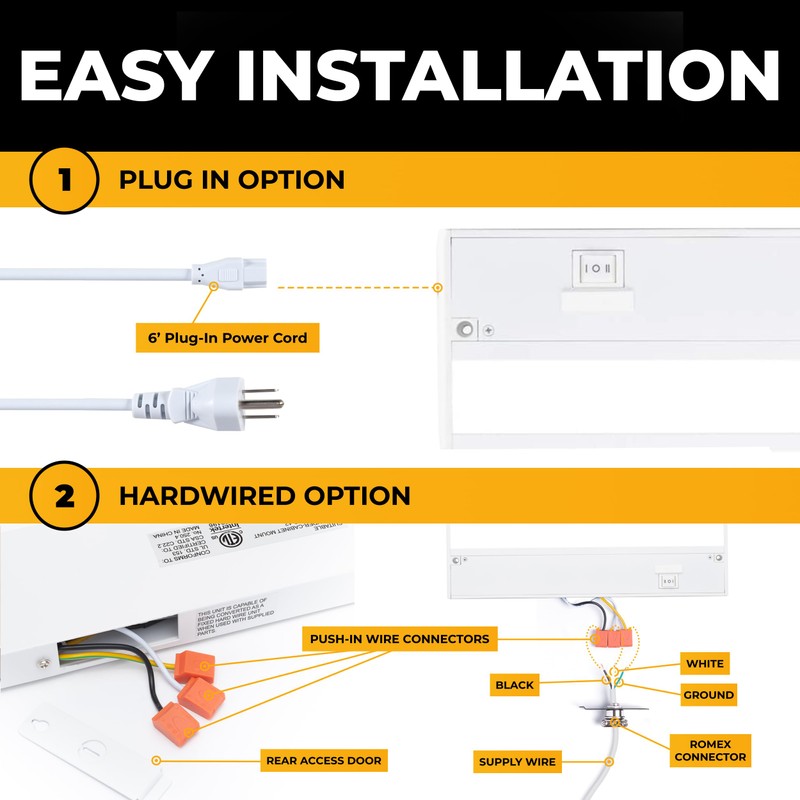 LED Under Cabinet Lighting Hardwired - 3CCT 18 Inch White