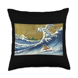 Retro Vintage Surfing a Wave Pet Crested Gecko Lover Throw Pillow