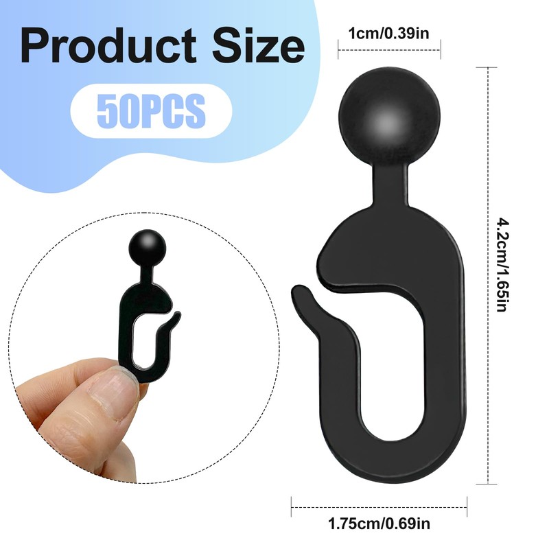jbcgv 50Pcs Plastic Hooks for Gazebo Curtains, Plastic Black Track