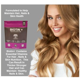 Biotin + Hair Growth Food Supplement - Enhanced with Zinc Selenium & Folic Acid - 180 Tab;ETS - Biotin 10,000 mcg - Vegan Hair Nails Skin Vitamins for Women & Men - UK Made
