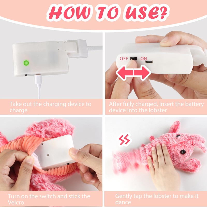 EZBNG Lobster Interactive Dog Toy, Wiggly Lobster Dog Toy for