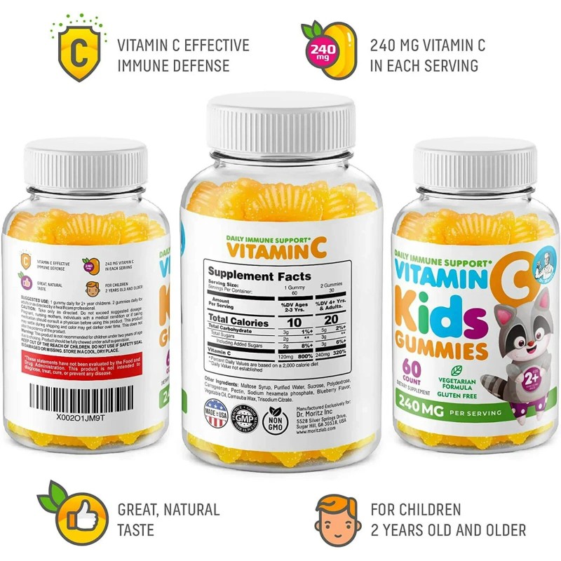 Dr. Moritz Vitamin C Gummies – Immune Support, Low Sugar,