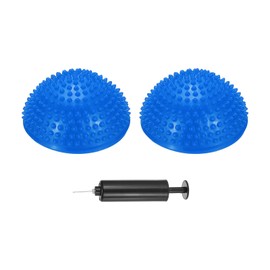 PATIKIL 2 Pcs Half Spiky Domes Balance Pods 6.7x3.1 Inch, Balance Trainer Dots with Hand Pump for Core Body Balancing Stability Training Foot Massage, Blue