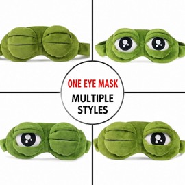 3D Frog Sleep Mask, Funny Plush Frog Sleeping Eye Mask, Cute Blackout Eye Cover with Adjustable Comfort Elastic Straps for Adults, Ideal for Home, Office & Travel (1pcs) Durabilidad