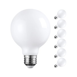 TORCHSTAR G25 Globe Light Bulbs LED Dimmable, Round Frosted Vanity Light Bulb for Bathroom, LED Edison Bulb, 4.5W(60W Eqv.), UL Listed, 500lm, E26 Base, 2700K Soft White, Pack of 6