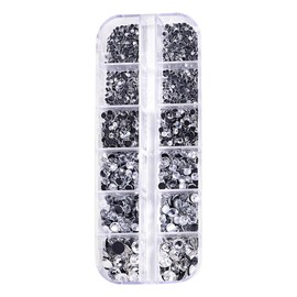 UUYYEO About 2600 Pcs 5 Mixed Size Flatback Rhinestones Round Crystal Gems Flat Back Diamonds Nail Art Gem Stones with Storage Box for Crafts Clothes Nails White