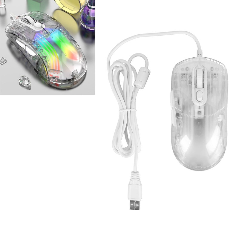 Gaming Mouse Transparent Wired Mechanical Mouse 6 DPI Adjustable RGB