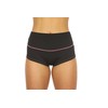 RUMPY Pantalones calientes de talle alto, Negro con hilo rosa,