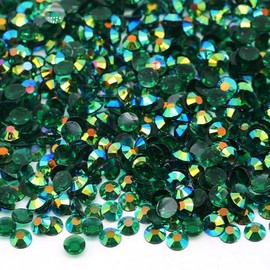 MajorCrafts 2000pcs 5mm ss20 Transparent AB Flat Back Round 14 Facets Resin Rhinestones Arts and Crafts Embellishment Gems (Clear Dark Green AB T38)