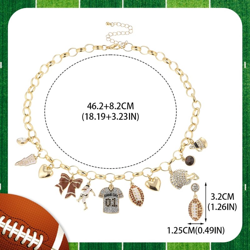 Football Earrings Necklace Set for Women Game Day Sport Lover