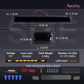 Raryloy LED Cab Marker Lights 3pcs Smoked Lens Amber LED Roof Clearance Lights, Waterproof, Compatible with Chevy Silverado GMC Sierra 1500 2500 2500HD 3500 3500HD 2007-2013 Trucks w/Wiring Pack