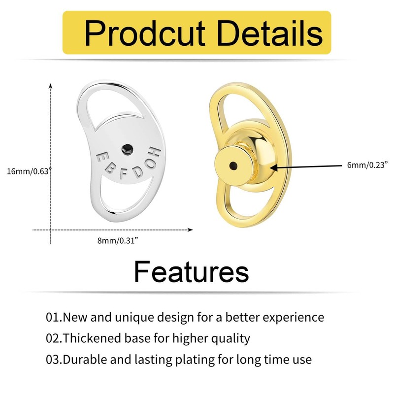 Earring Backs,EBFDOH Earring Backs for Droopy Ears 4pcs Durable Pea