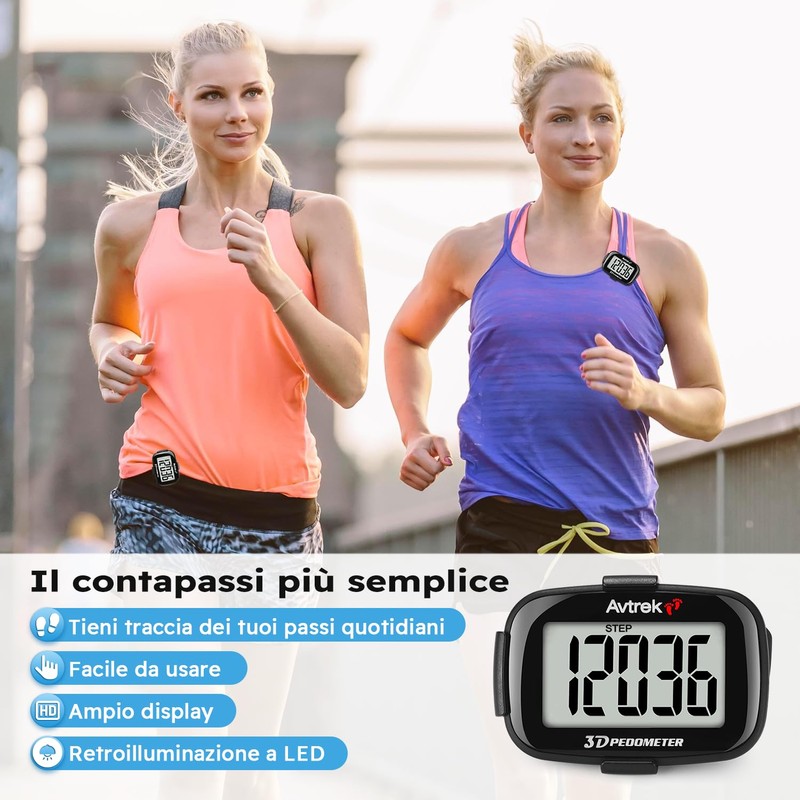 Avtrek Pedometer with Pedometer and Pedometer, Illuminated Display and Time