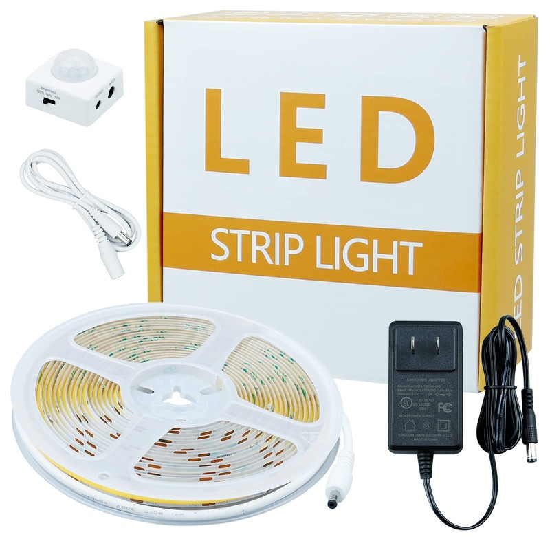 GOMING Motion Sensor COB LED Light Strip 16.4ft(5M) Natural White
