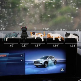 Cat Car Interior Accessories Dashboard Decorations, Set of 5 Cute Car Dash Decor Rearview Mirror Ornament for Women Girl