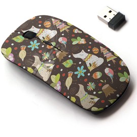 2.4G Wireless Mouse with Cute Pattern Design for All Laptops and Desktops with Nano Receiver - Doodle Forest Pattern Floral